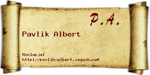 Pavlik Albert névjegykártya