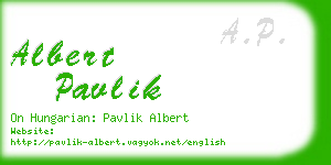 albert pavlik business card
